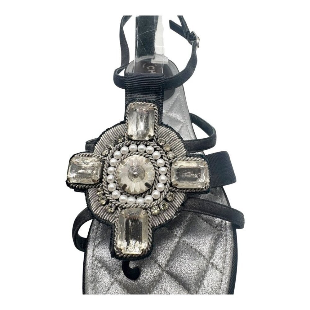 Chanel SS2006 Karl Lagerfeld Sandals T-Strap Byzantine Cross EU 37.5 - Picture 4 of 9